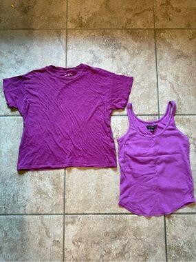 JCrew Feather Jersey Tee and Ribbed Shelf Bra Tank